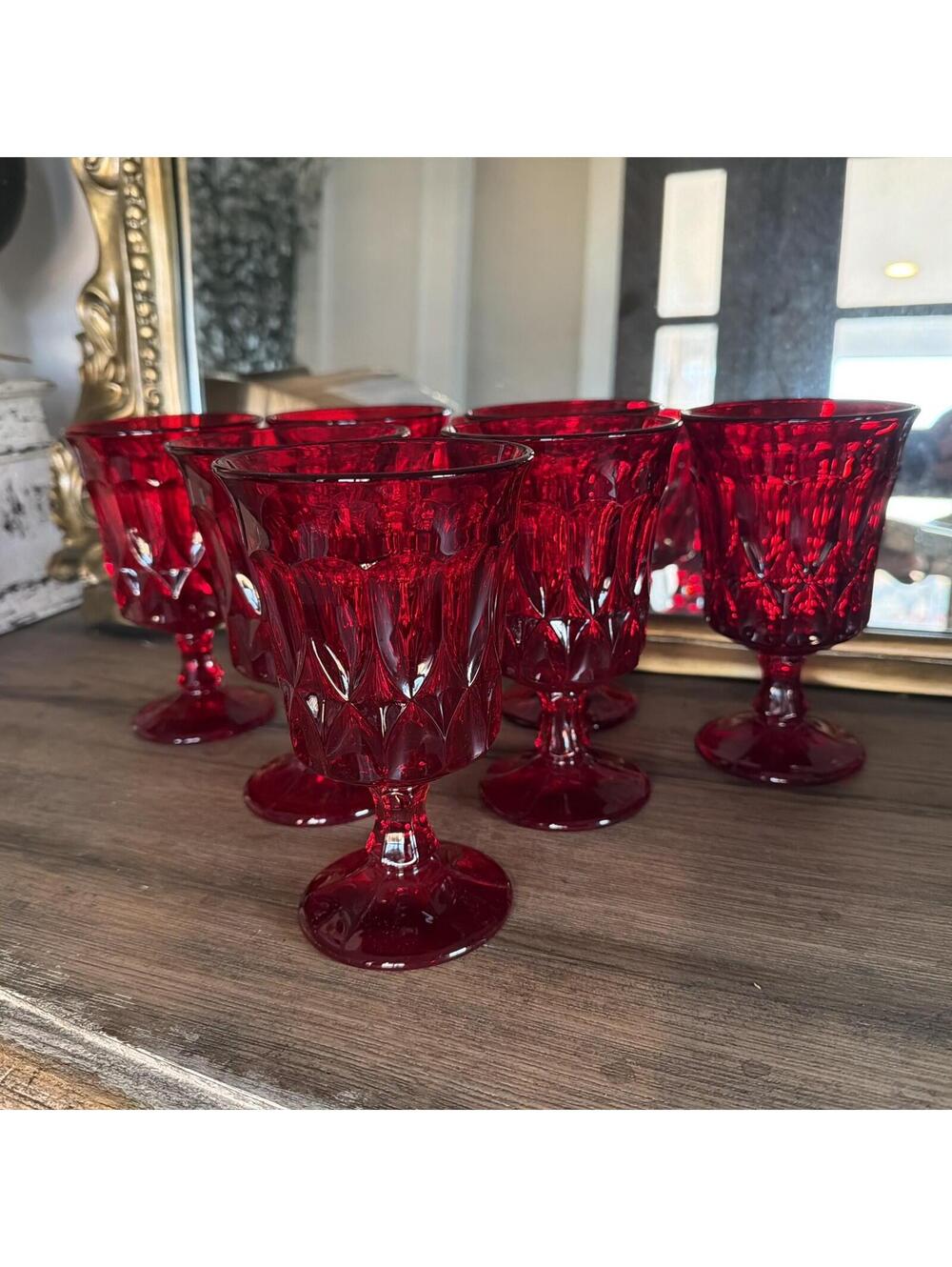 Noritake Perspective Ruby Glass Iced Tea Goblets 6.5" - Set of 6